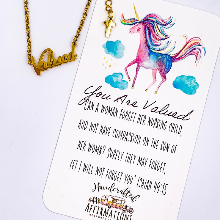 “You Are Valued” Word Necklace-Handcrafted Affirmations