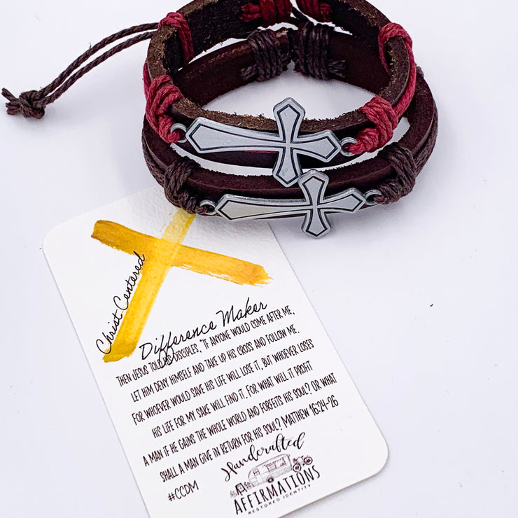 “Christ Centered Difference Maker” Leather Bracelet-Handcrafted Affirmations