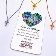 "I Can Do All Things” Cross Necklace-Handcrafted Affirmations