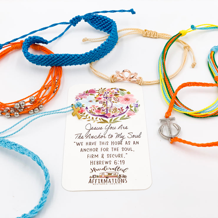 "Jesus Is The Anchor To My Soul” Handmade Bracelet Set-Handcrafted Affirmations
