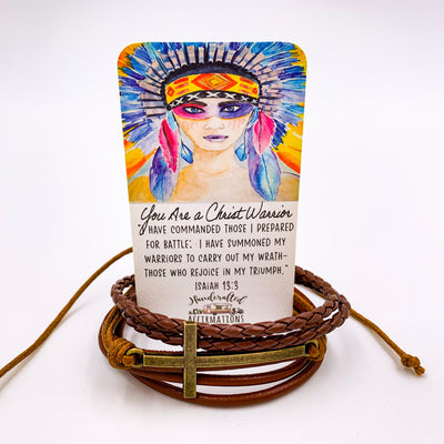 "You Are A Christ Warrior” Female Leather Bracelet-Handcrafted Affirmations