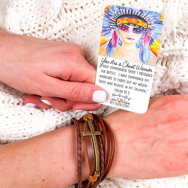 "You Are A Christ Warrior” Female Leather Bracelet-Handcrafted Affirmations