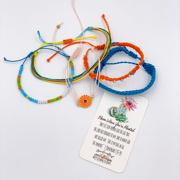 "Bloom Where You're Planted” Handmade Bracelet Set-Handcrafted Affirmations