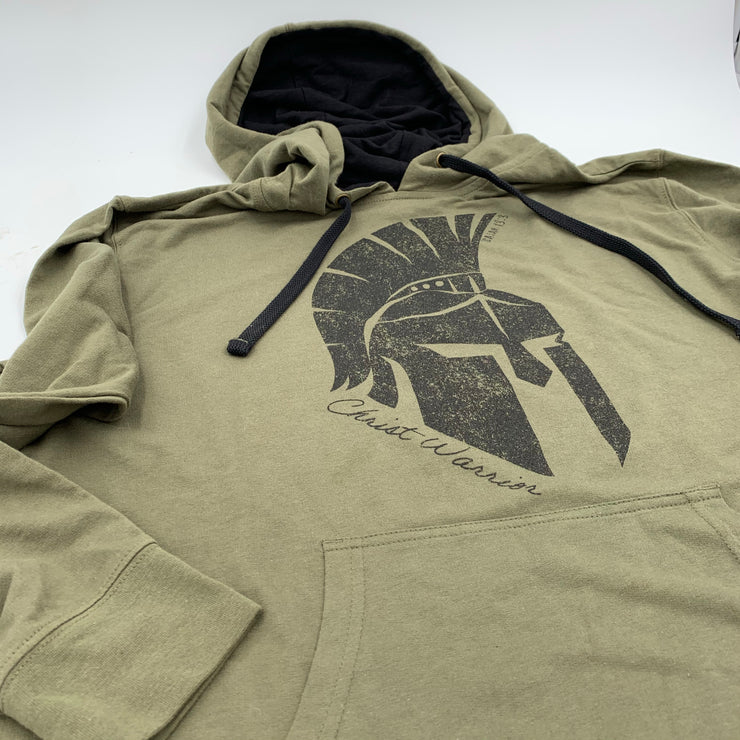 Men’s "Christ Warrior” Army Green Hoodies-Handcrafted Affirmations