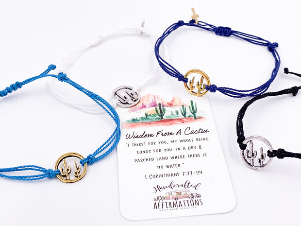 "Wisdom From A Cactus" Bracelet-Handcrafted Affirmations